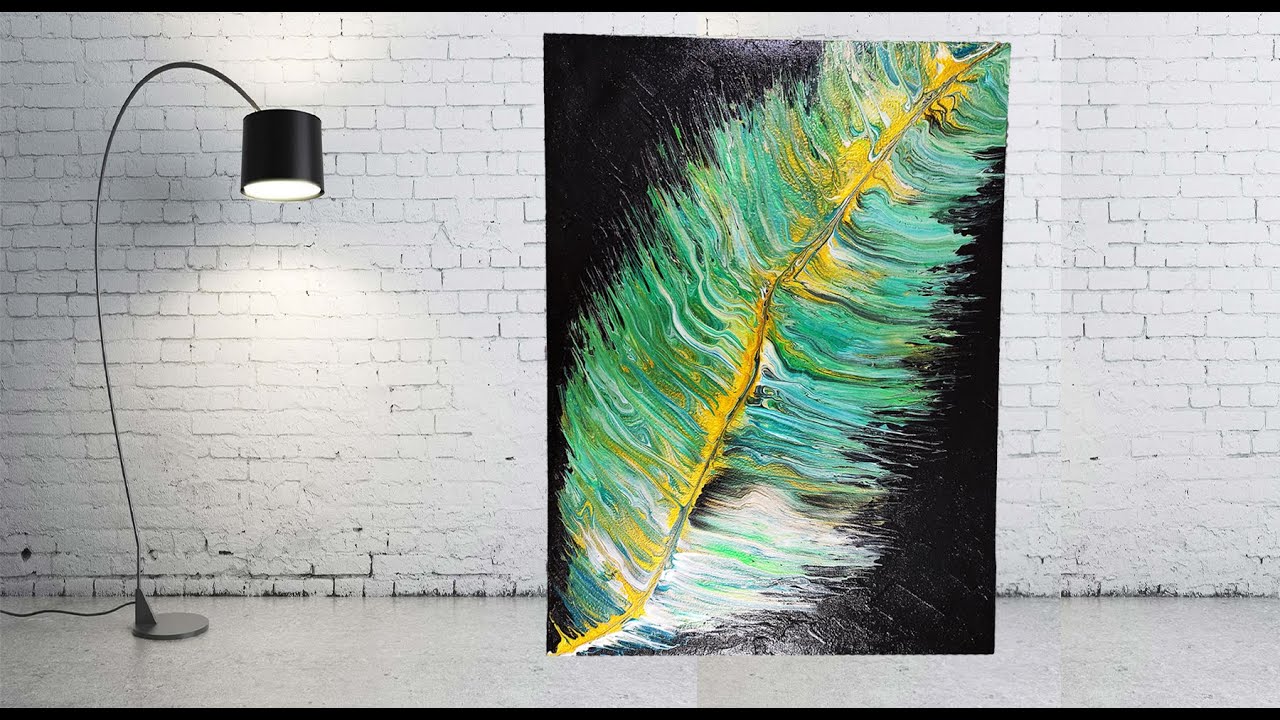 Insane abstract leaf acrylic pour painting\ fluid art