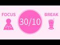 30/10 Pomodoro Timer with Soft Pink Noise 🌿 2-Hour Study with Me for Focus &amp; ADHD