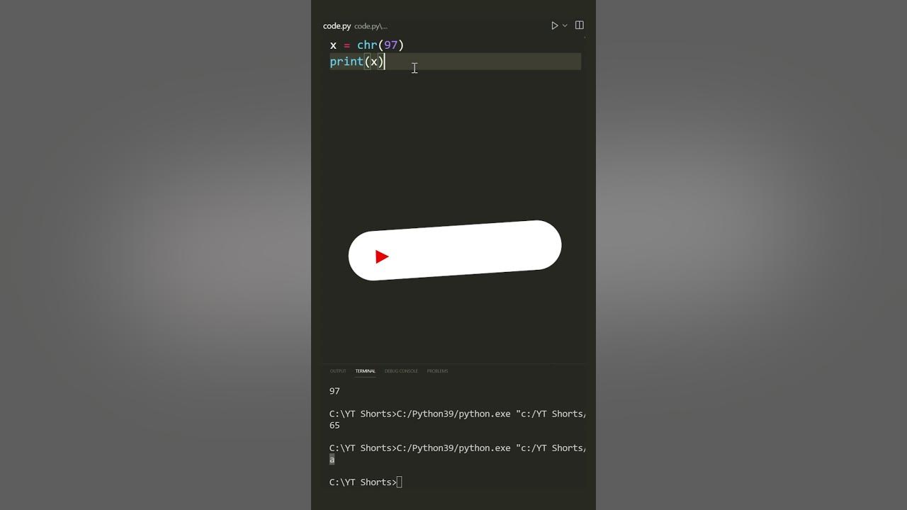 chr() & ord() in Python - Using ASCII Values - YouTube