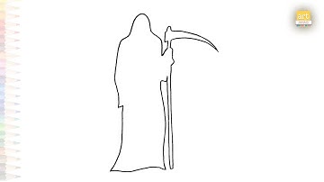 The Grim Reaper drawings | Outline drawing tutorial | How to draw Grim Reaper simple steps
