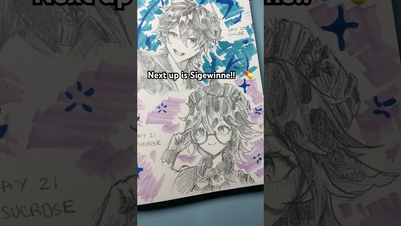 Day 21 of drawing every playable Genshin Impact character - Sucrose! 🧪 