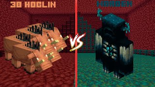 WARDEN VS 30 HOGLIN IN HELL. MINECRAFT BATTLE