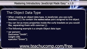 JavaScript Training Tutorial The Object Data Type