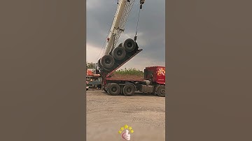 The folding process of a large semi-trailer truck