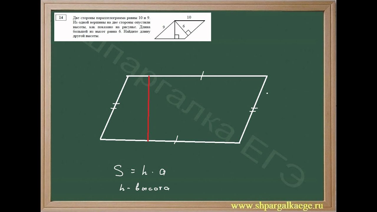 По данным рисунка найдите площадь параллелограмма 4 3 и 6
