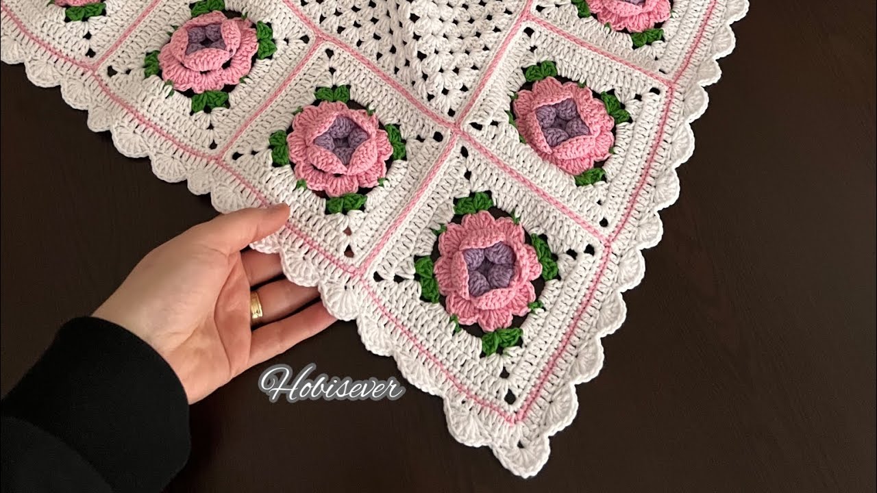 Crochet Border for Granny Rose Blanket / Easy Crochet Baby Blanket