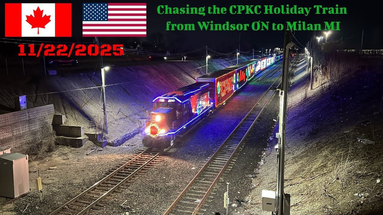 Праздничный поезд CPKC 2025, отправляющийся из Виндзора, Онтарио, в Милан, Мичиган, 22 ноября 202...