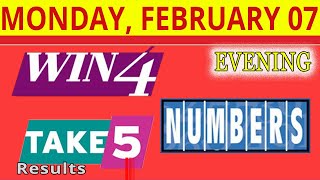TAKE5, WIN4, NUMBERS, EVENING Lottery drawing for February 7, 2022.