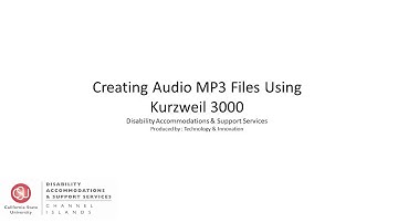 How To - Create Audio MP3 Files Using Kurzweil 3000 v 15