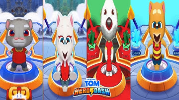 TALKING TOM HERO DASH -- RED TOM ANGELA HANK & GINGER RUNNING IN CLASSIC RUN FUNNY FAIL MIRROR MODE