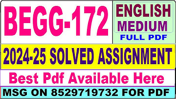 BEGG 172 solved assignment 2024-25 || begg 172 solved assignment 2025 in English || ignou begg172