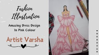 beautiful red dress drawing| fashion illustration| very easy drawing| step by step