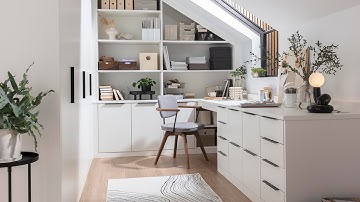 Beautifully Organised Loft Workspace Before and After - #whitehomeoffice