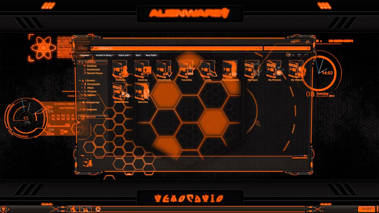 Alienware® Eclipse Orange Premium Theme For Windows Se7en With 7tsp