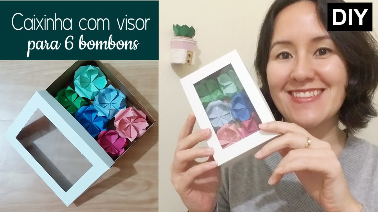 Como fazer CAIXINHA com VISOR na tampa para 6 Bombons - DIY