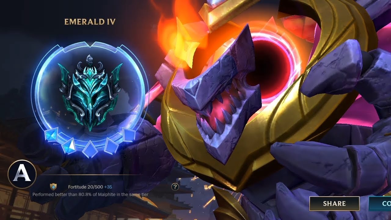 Wild Rift | Burst Build Malphite | Emerald IV ( No Commentary ) - YouTube