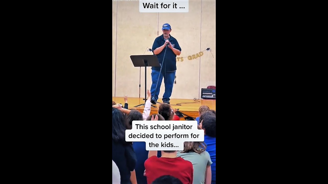 This school janitor decided to perform for the kids 😱😲 