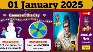 Amazon KBC win@9 Amazon quiz Answer today | 1 January 2025 | Amazon KBC quiz answer today