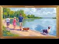 PERFECT Family Lake Day | Gold Framed Art | Oil Painting | Screensaver 4K | No Sound Video