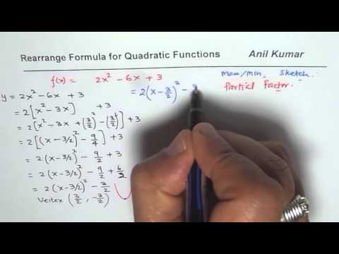 Rearrange Quadratic Function