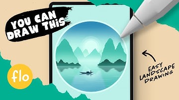 You Can Draw This CALM SUNRISE LANDSCAPE in PROCREATE - Plus FREE Procreate Brush