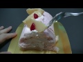 ケーキ大人食い_白桃のロールケーキ【アンリ・シャルパンティエ】 【咀嚼音/ASMR】