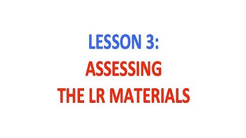 LDM2 Module 3B Lesson 3: Using the Rapid Assessment of Learning Resources Tool