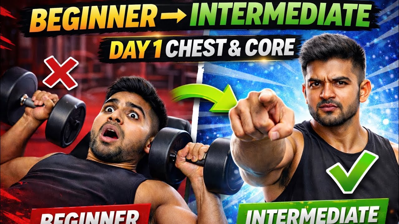 Beginner to Intermediate Chest Workout 💪 | Day 1 Chest + Core (Gym ...