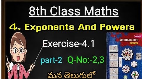 8th class Maths// Chapter-4 Exponents and Powers //Exercise-4.1//Part-2// in Telugu SSC syllabus