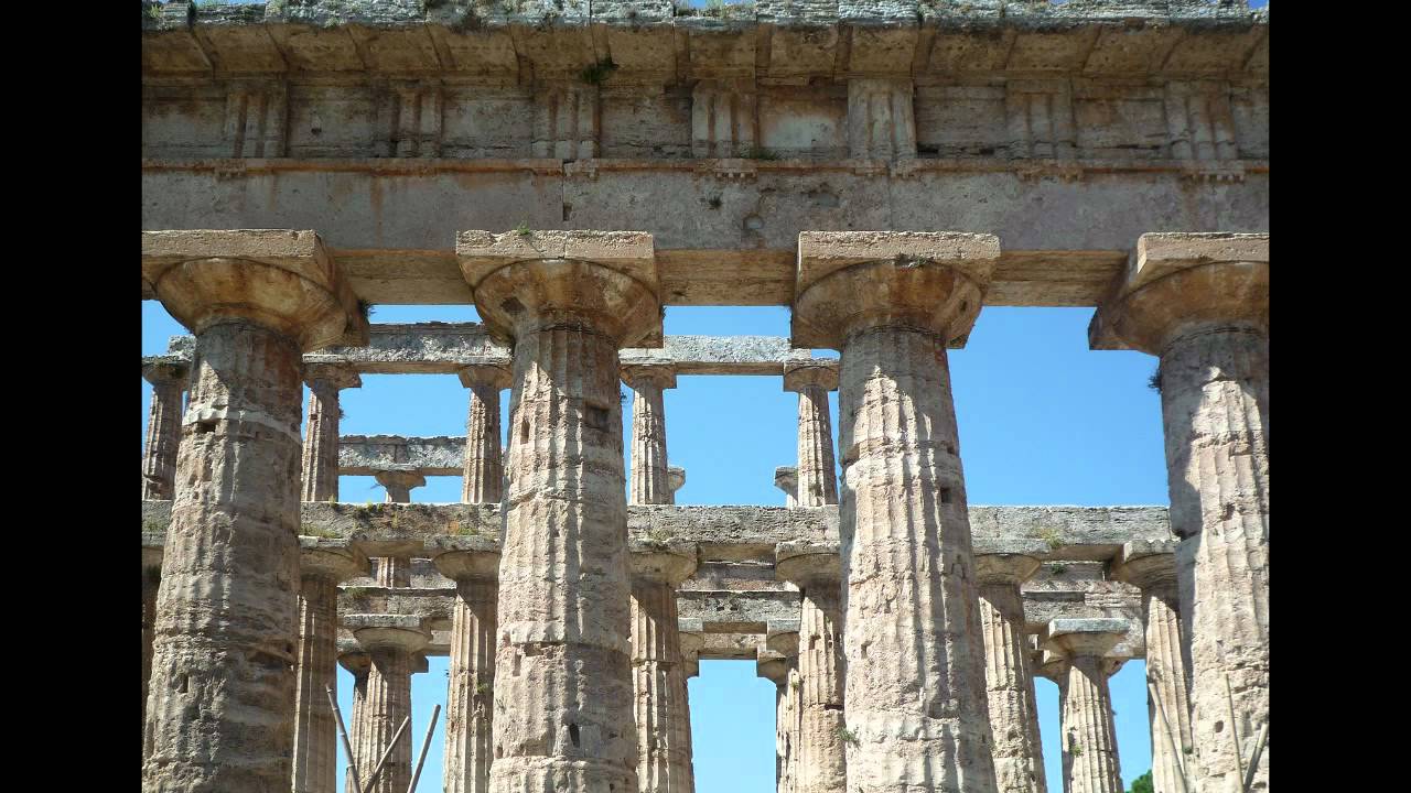 Ancient Greek Temples At Paestum Italy