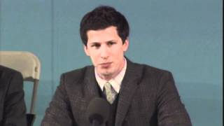 Andy Samberg impersonates Mark Zuckerberg, Mark Wahlberg, Nick Cage at Harvard