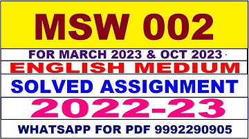 msw 2 solved assignment 2022-23 in english | msw 2 solved assignment 2022-23 | msw 2 2022-23