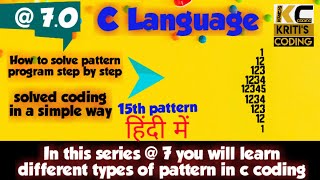 Write a triangle number pattern in C coding using for loop.part 15th.