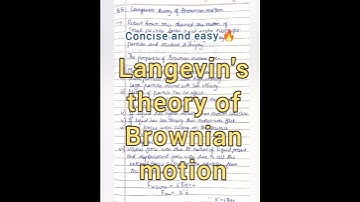 Langevin Theory of Brownian Motion | Quick Notes