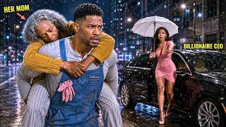 Billionaire Finds a Homeless Janitor Carrying Her Elderly Mother Through a Blizzard at Midnight and…