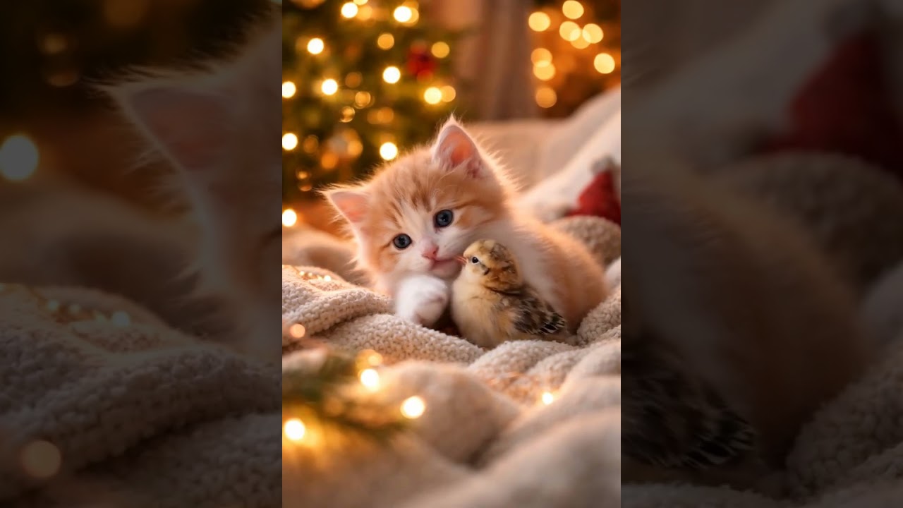 A Tiny Friendship Between a Kitten and a Baby Bird💕 