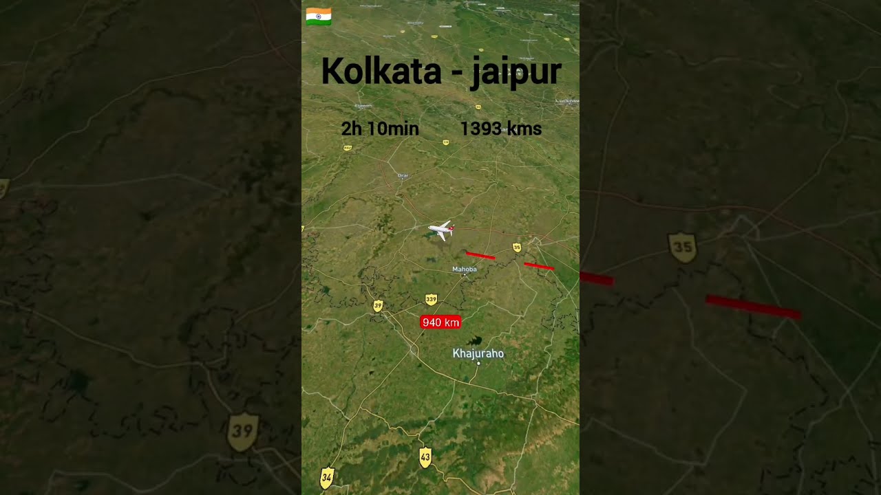 Kolkata To Jaipur Flight Route Travel Shorts Viralshorts Aviation