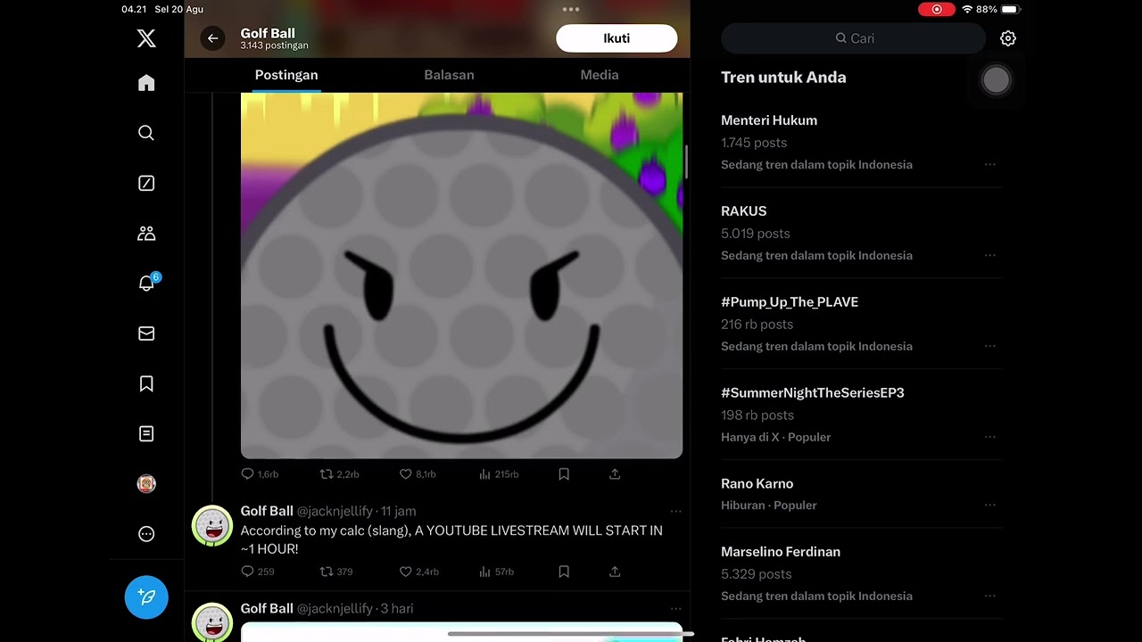 JacknJellify got hacked by Golf Ball on Twitter - BFDI