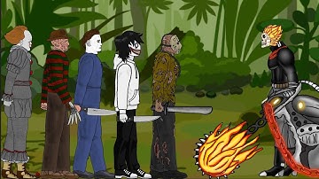 Ghost Rider Vs Jeff the killer Jason Michael Myers Freddy Kruger And It (Dc2 animation)