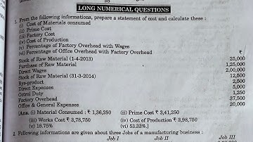 Sol. of ques no. 1,2,3,4,5&6 of Single or Unit or Output Costing,B.Com Part3,Dr BK Mehta,CostAccount