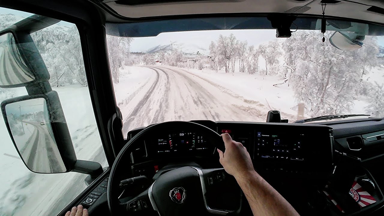 POV Driving Scania 590S V8 - Nordic Horizons winter mod!