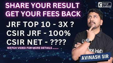 SHARE YOUR CSIR NET RESULT . GET YOUR FEES BACK ?