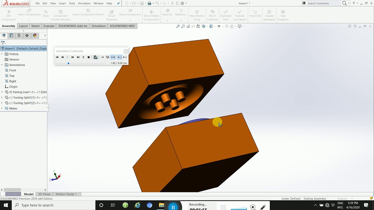 Solidworks Mold Tools Tutorial,Introduction of mold tools in solidworks,Animate,Explode,collapse