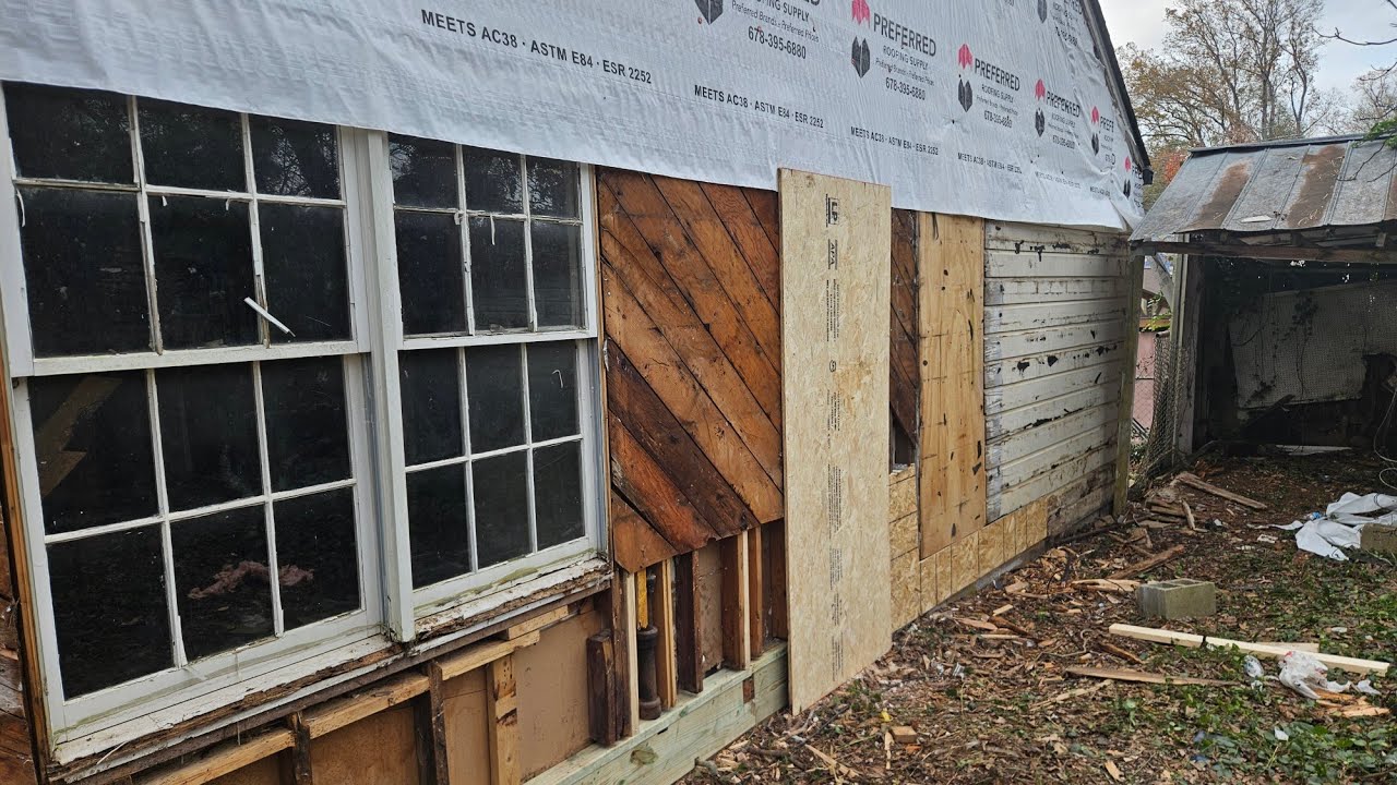 Replacing The Deck & Installing House Wrap - YouTube