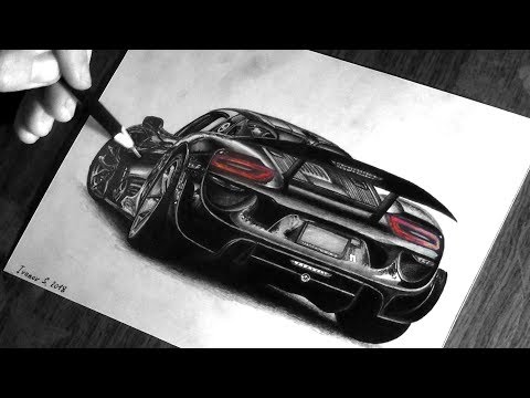 Как нарисовать ПОРШЕ 918 (PORSCHE 918 SPYDER) / Рисунок простыми карандашами / ISP DRAWING