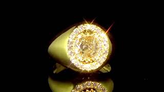 14K WHITE & YELLOW GOLD MEN'S 1.23CT OVAL DIAMOND RING Ref. 330 2243