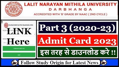 LNMU Part 3 Admit Card 2023 | LNMU Part 3 Admit Card Kaise Download Karen | Mithila University Exam