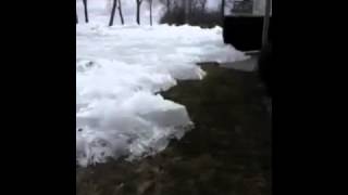 Huge ice wave busts into house