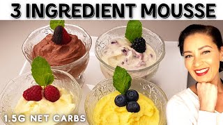 KETO RECIPE | 3 Ingredient Mousse | 1.5g Net Carbs | 4 Flavours | Ready in Minutes
