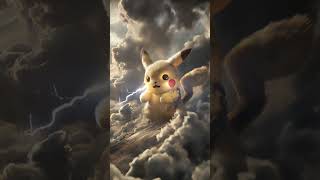Lightning strikes all over pikachu in bad weather conditions. I asked the AI ​​for this.#AI #pikahcu